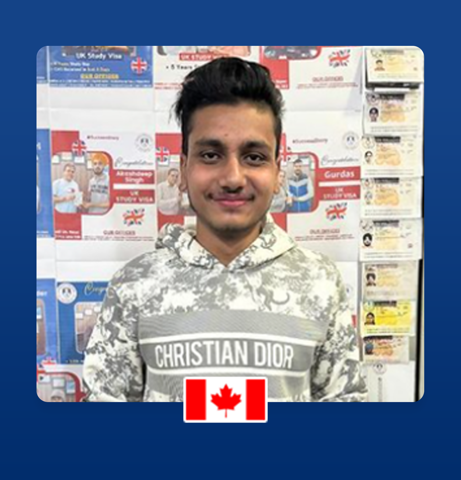 Graduating students with VISA sign